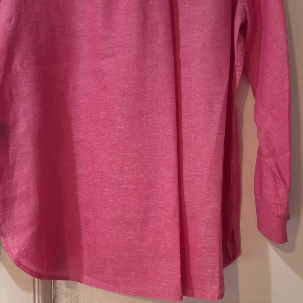 Women's J.McLaughlin Pink Britt Linen Long Sleeve Blouse, Size L - Picture 12 of 14